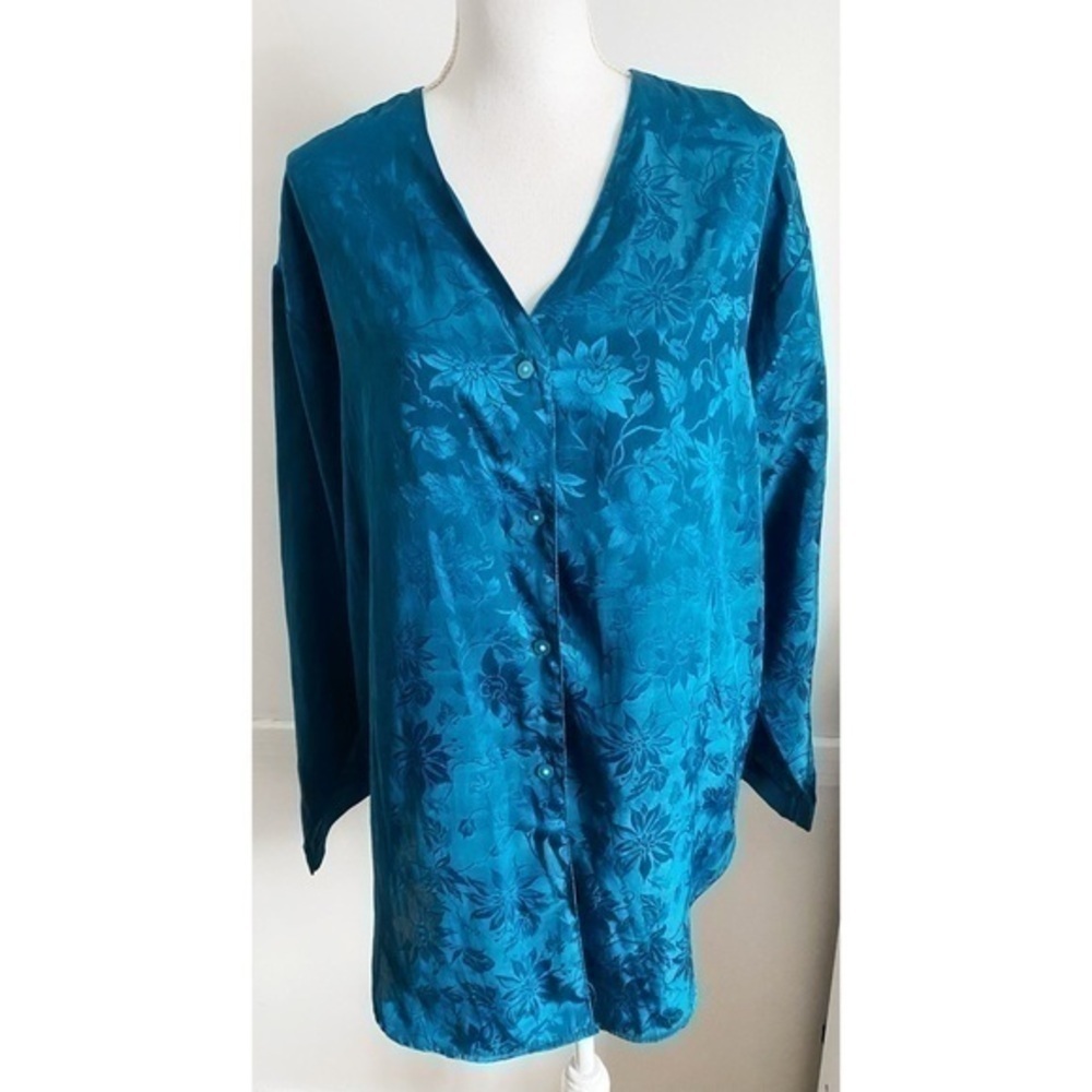 Lord and Taylor • Vintage Teal Brocade Blouse